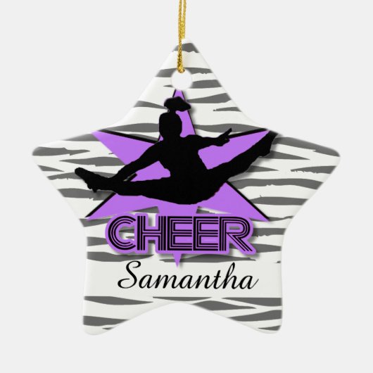 Cheerleader - gepersonaliseerde tijgerkerstversier keramisch ornament (Voorkant)