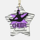 Cheerleader - gepersonaliseerde tijgerkerstversier keramisch ornament (Links)
