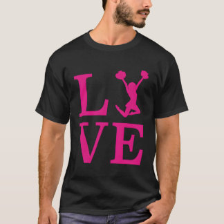 Cheerleader Gifts Cheer Love Roze Schattigee Cheer T-shirt