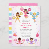Cheerleader Girl Birthday Party Invitation Kaart (Voorkant / Achterkant)
