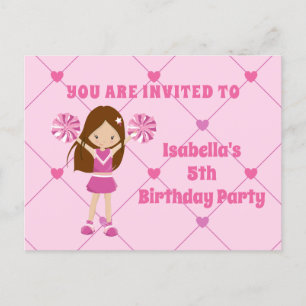  cheerleader Girl Custom Pink Birthday Party Briefkaart