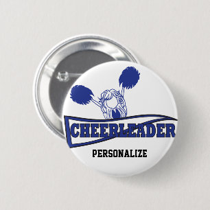 Cheerleader Girl  DIY-naam  Donkerblauw Ronde Button 5,7 Cm