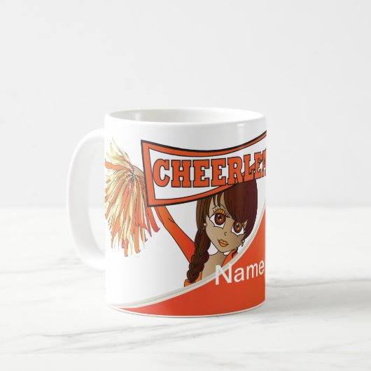  Cheerleader Girl in Oranje | Personaliseren Koffiemok (Voorkant links)