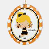 Cheerleader Girl kerstornament Oranje Black Keramisch Ornament (Links)