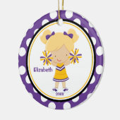 Cheerleader Girl-kerstornament Paars Gold Keramisch Ornament (Links)
