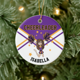 Cheerleader 📣 💖 Girl - Paars en goud Keramisch Ornament