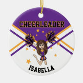 Cheerleader 📣 💖 Girl - Paars en goud Keramisch Ornament (Voorkant)
