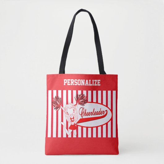 Cheerleader Girl, rode en witte streep Tote Bag (Voorkant)