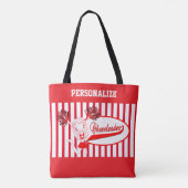 Cheerleader Girl, rode en witte streep Tote Bag (Achterkant)