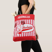 Cheerleader Girl, rode en witte streep Tote Bag (Dichtbij)