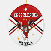 Cheerleader 📣 💖 Girl - Rood, zwart en wit Keramisch Ornament (Links)