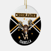 Cheerleader 📣 💖 Girl - White, Black en Gold Keramisch Ornament (Rechts)