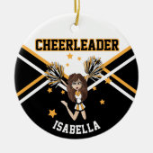 Cheerleader 📣 💖 Girl - White, Black en Gold Keramisch Ornament (Voorkant)