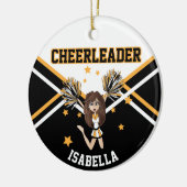 Cheerleader 📣 💖 Girl - White, Black en Gold Keramisch Ornament (Links)
