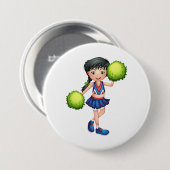 Cheerleader Girl with Pom Poms Fun Sports Spirit Ronde Button 7,6 Cm (Voorkant /achterkant)