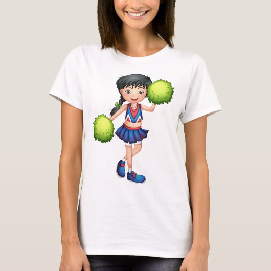 Cheerleader Girl with Pom Poms Fun Sports Spirit T-shirt (Voorkant)