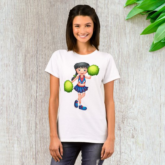 Cheerleader Girl with Pom Poms Fun Sports Spirit T-shirt
