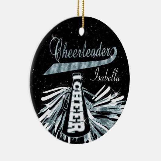 Cheerleader 📣 💖 Glam - Black en Blue Blauwgroen Keramisch Ornament (Rechts)