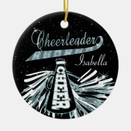 Cheerleader 📣 💖 Glam - Black en Blue Blauwgroen Keramisch Ornament