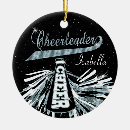 Cheerleader 📣 💖 Glam - Black en Blue Blauwgroen Keramisch Ornament (Voorkant)