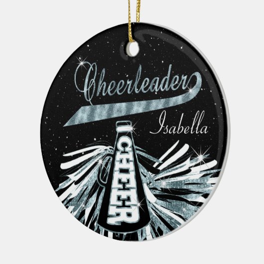 Cheerleader 📣 💖 Glam - Black en Blue Blauwgroen Keramisch Ornament (Links)