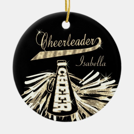 Cheerleader 📣 💖 Glam - Black en Gold Keramisch Ornament (Voorkant)