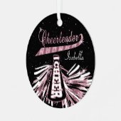 Cheerleader 📣 💖 Glam - Black en Pink 2 Metalen Ornament (Voorkant links)