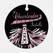 Cheerleader 📣 💖 Glam - Black en Pink 2 Metalen Ornament (Voorkant)