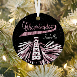 Cheerleader 📣 💖 Glam - Black en Pink 2 Metalen Ornament