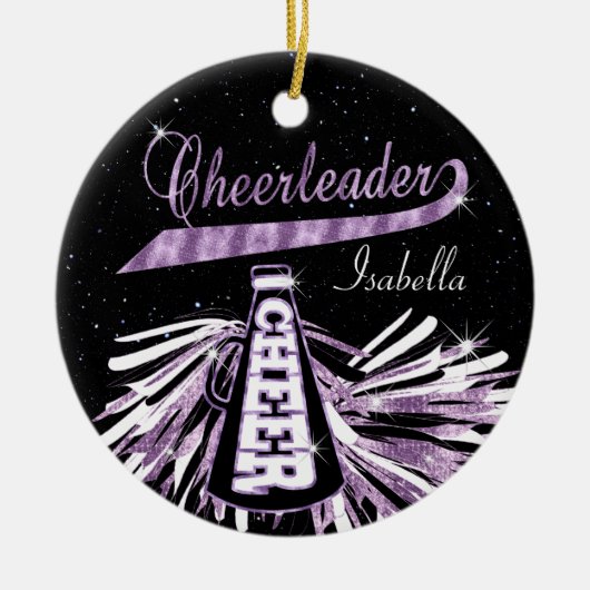 Cheerleader 📣 💖 Glam - zwart en Paars Keramisch Ornament (Voorkant)