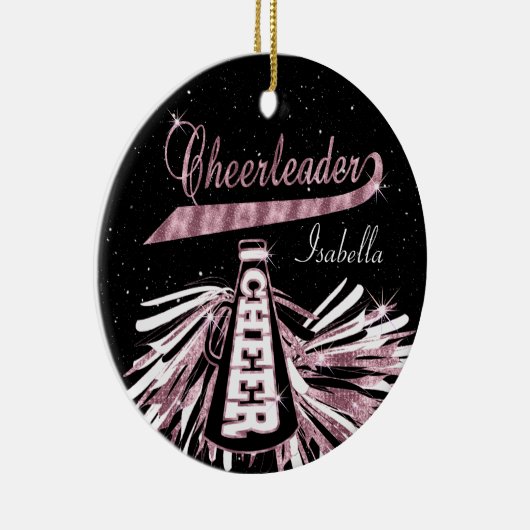 Cheerleader 📣 💖 Glam - zwart en roze Keramisch Ornament (Rechts)