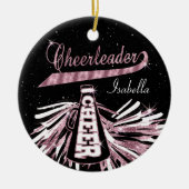 Cheerleader 📣 💖 Glam - zwart en roze Keramisch Ornament (Voorkant)