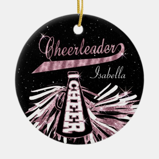 Cheerleader 📣 💖 Glam - zwart en roze Keramisch Ornament (Voorkant)