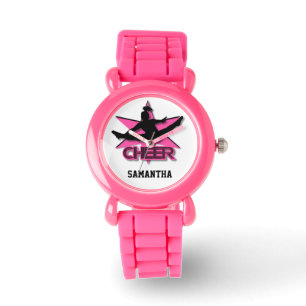 Cheerleader glitter polshorloge in roze horloge