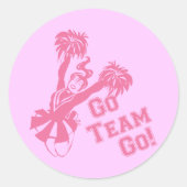 Cheerleader Go Team Ronde Sticker (Voorkant)
