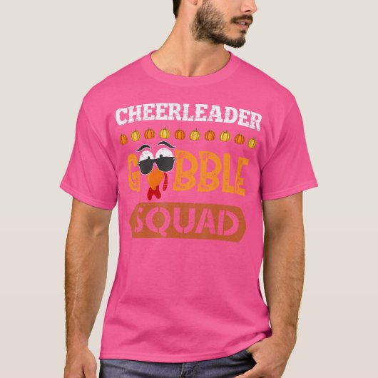Cheerleader Gobble Squad Turkey Thanksgiving Cheer T-shirt (Voorkant)