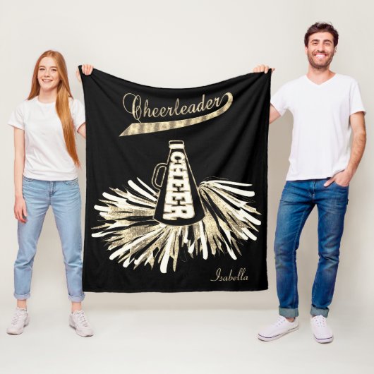 Cheerleader 📣 💖 - Gold Glitter en Black Fleece Deken (In situ)