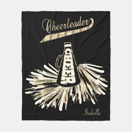 Cheerleader 📣 💖 - Gold Glitter en Black Fleece Deken (Voorkant)