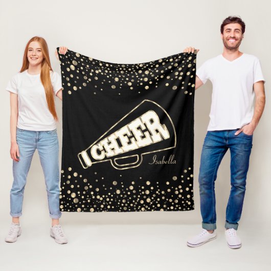 Cheerleader 📣 💖 - Gold Stippen en Black Fleece Deken (In situ)
