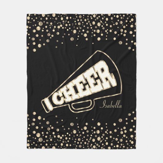 Cheerleader 📣 💖 - Gold Stippen en Black Fleece Deken (Voorkant)