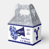 Cheerleader Goodie Bags. Gepersonaliseerd, blauw, Bedankdoosjes (Achterkant)