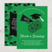 Cheerleader Graduation Party Green en Black Kaart (Voorkant / Achterkant)