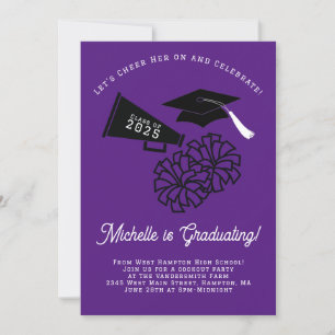 Cheerleader Graduation Party Paars en Black Kaart
