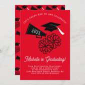 Cheerleader Graduation Party Red en Black Kaart (Voorkant / Achterkant)