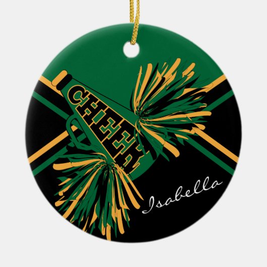 Cheerleader 📣 💖 - Green, Black en Gold Keramisch Ornament (Voorkant)