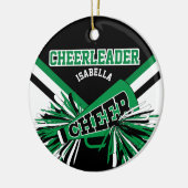 Cheerleader 📣 - Green, Black en White 2 Keramisch Ornament (Links)