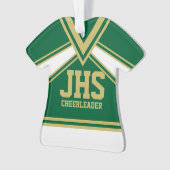 Cheerleader Groen en Goud met Varsity Letters Ornament (voorkant)