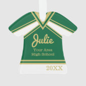Cheerleader Groen en Goud met Varsity Letters Ornament (achterkant)