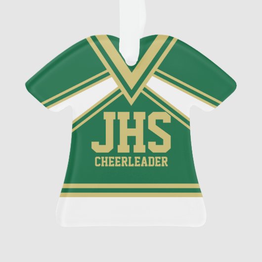 Cheerleader Groen en Goud met Varsity Letters Ornament (voorkant)