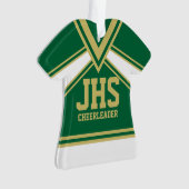 Cheerleader Groen en Goud met Varsity Letters Ornament (voorkant)